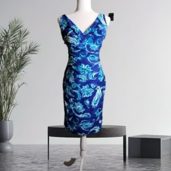 Lauren Ralph Lauren Dresses & Skirts - RALPH LAUREN Blue Watercolor Paisley Dress Green Label  Size 8 - NWT